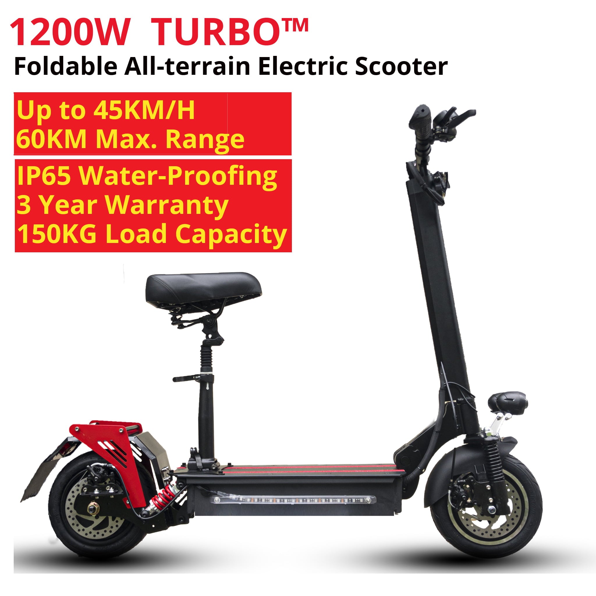 TURBO AIR™ Off Road Electric Scooter 1200W 45KM/H 60KM Range - Brisbane